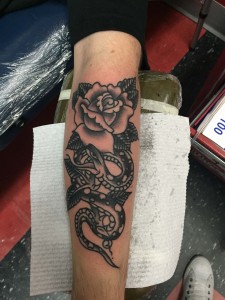 Traditional rose and snake